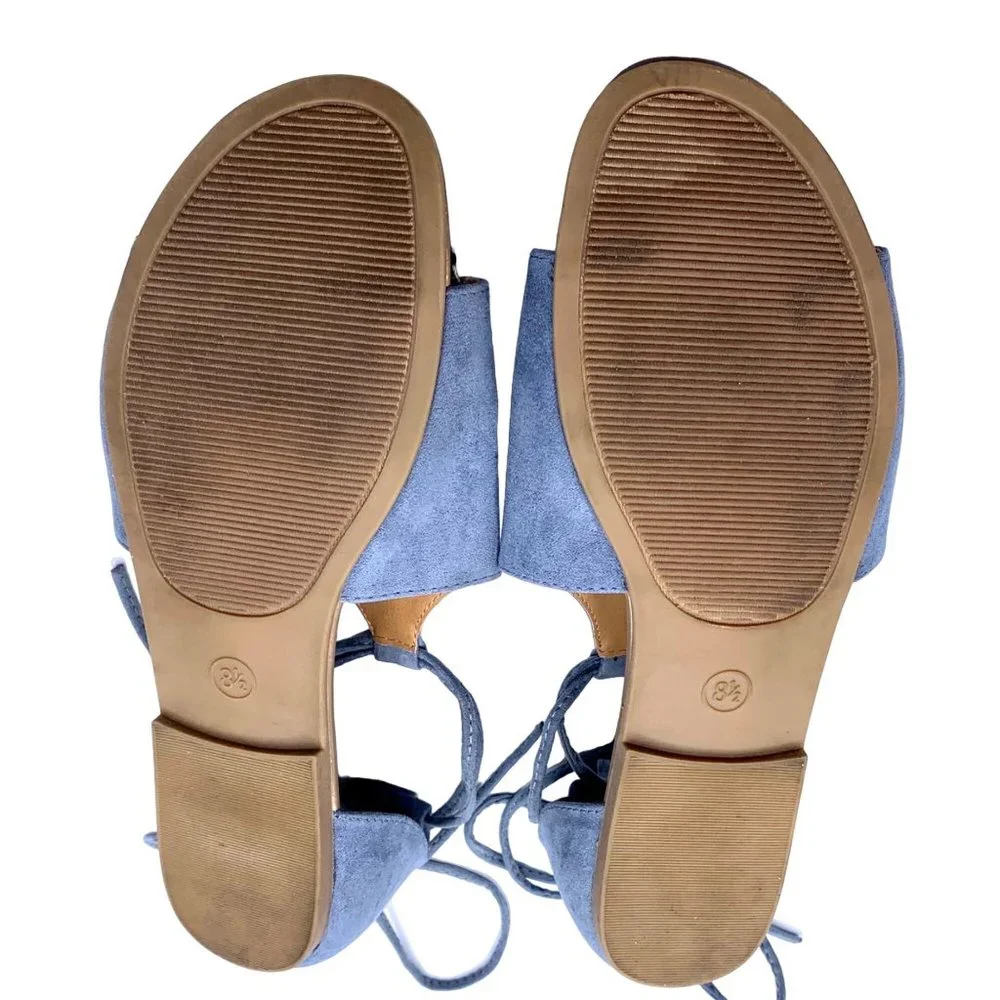 Universal Thread Aileen Ankle Lace Up Blue Faux Suede Open Toe Sandals Size 8.5 - Picture 8 of 9